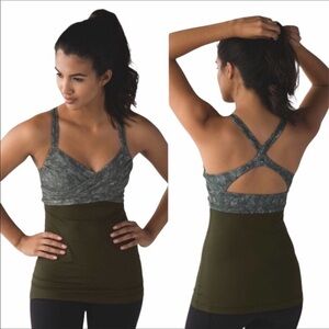 Lululemon wrap it up dark green criss cross tank